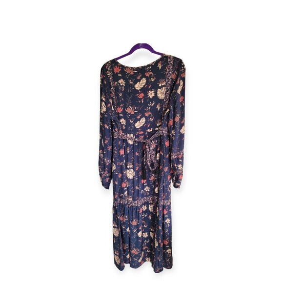 Faherty **Floral Prairie Dress** 100% Viscose Midnight Blue L - Picture 4 of 13